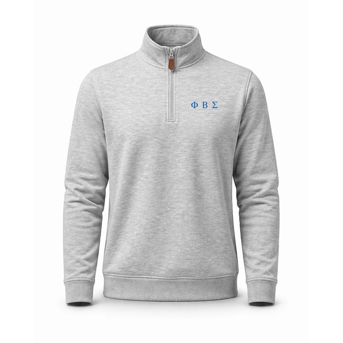 Collars & Co. Phi Beta Sigma Heather Cloud Cotton Quarter Zip Pullover Light Grey