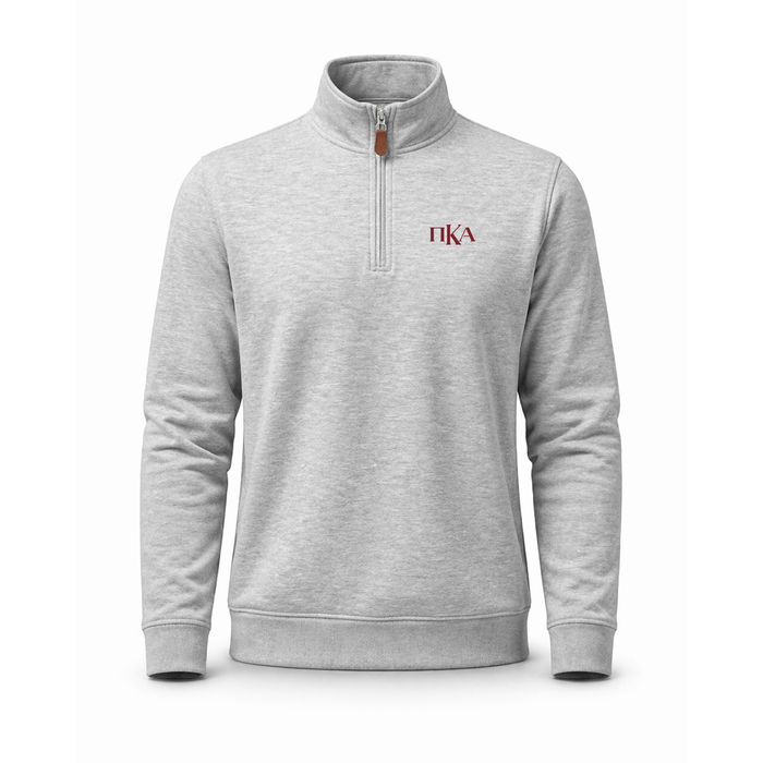 Collars & Co. Pi Kappa Alpha Heather Cloud Cotton Quarter Zip Pullover Light Grey