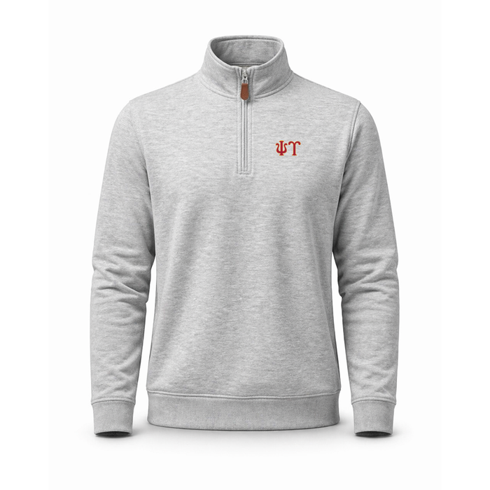 Collars & Co. Psi Upsilon Heather Cloud Cotton Quarter Zip Pullover Light Grey