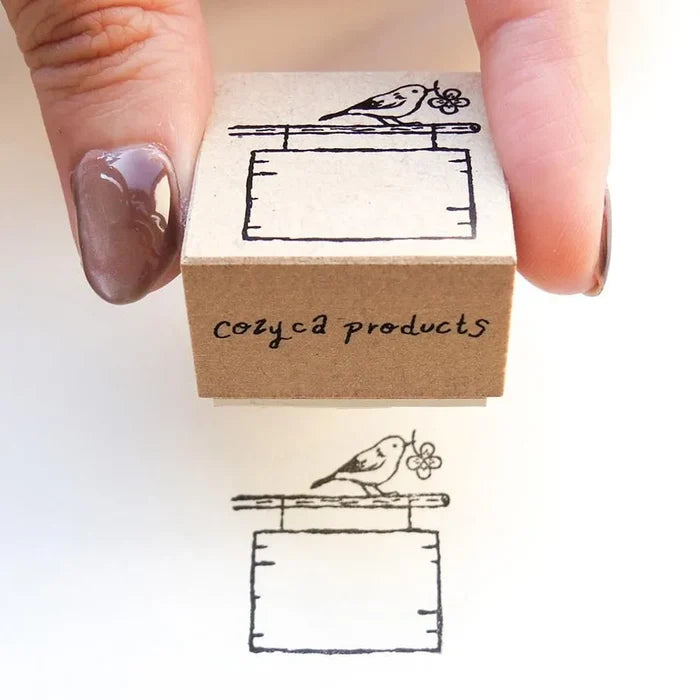 Cozyca Midori Asano Stamp | Bird on Sign