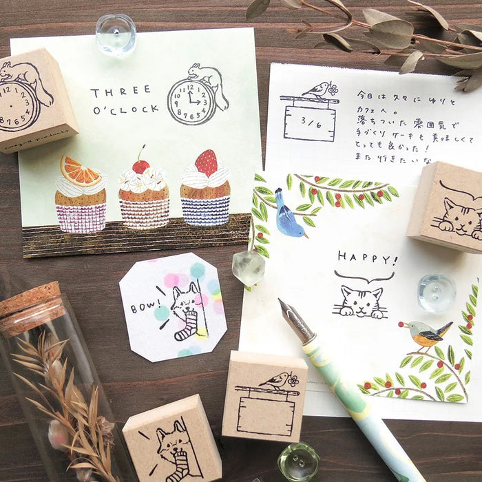 Cozyca Midori Asano Stamp | Bird on Sign