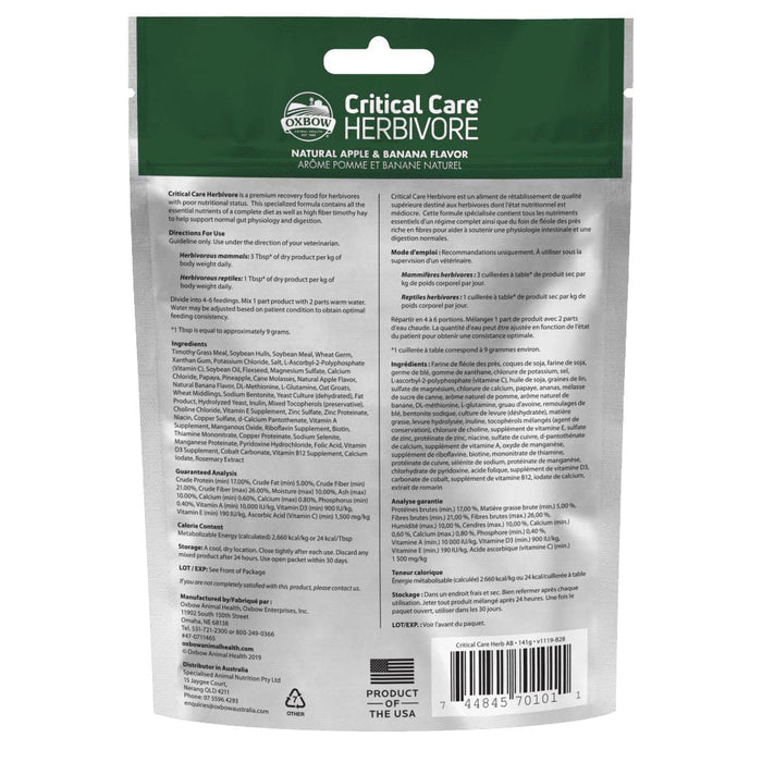 Critical Care Herbivore Diet - 015OXP01-AB-141 - 141 g - Apple Banana - 2