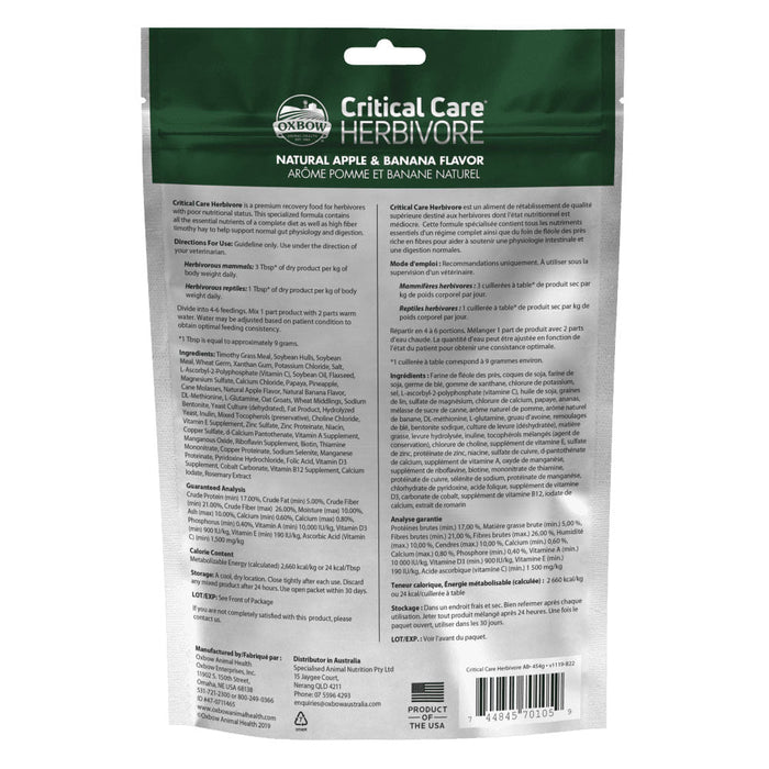 Critical Care Herbivore Diet - 015OXP01-AB-141 - 141 g - Apple Banana - 5