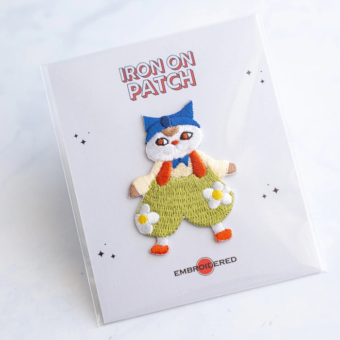 Cute Cat Character Patch - Green Pants