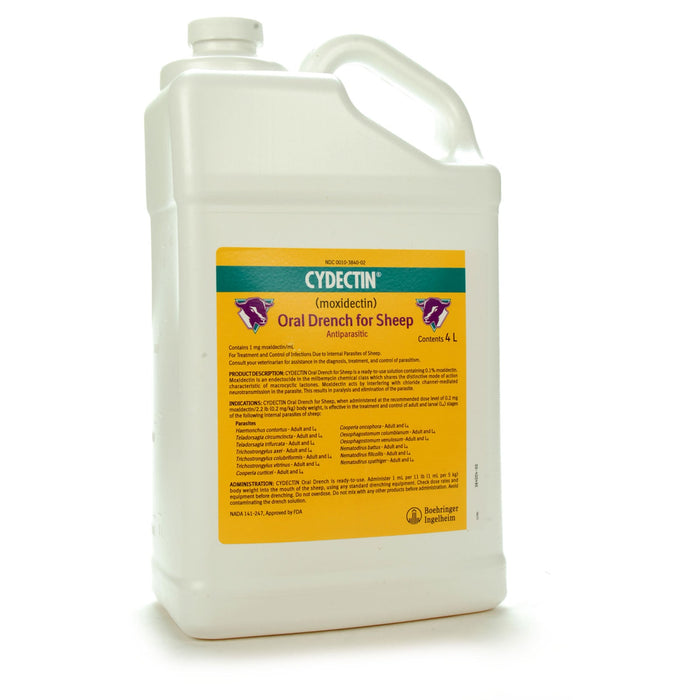 Cydectin (moxidectin) Oral Sheep Drench Wormer - Antiparasitic Dewormer for Internal Parasite Control - F7CO - 4L Cydectin Oral Sheep Drench - 5