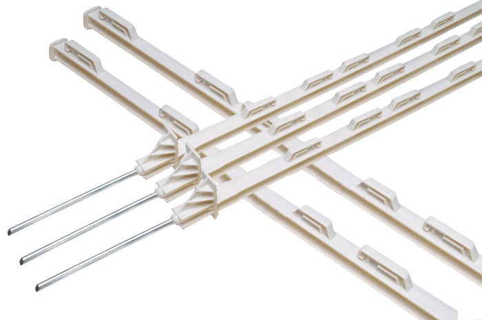 Dare Step - In Poly Fence Posts, UV - Resistant, 48" & 63", 8 Wire Holders, Electric Fencing, Livestock, for Poly Wire & Tape - D4AE - 63"L - White - Box of 30 - 1