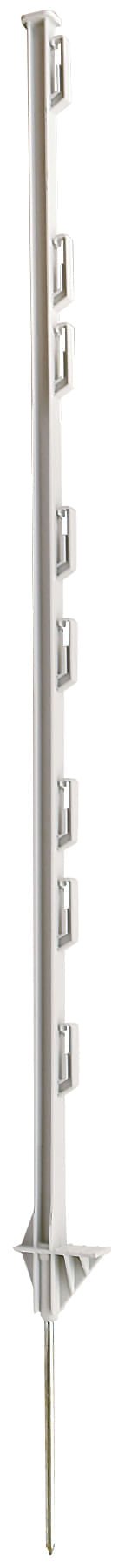 Dare Step - In Poly Fence Posts, UV - Resistant, 48" & 63", 8 Wire Holders, Electric Fencing, Livestock, for Poly Wire & Tape - D4AE - 63"L - White - Box of 30 - 4