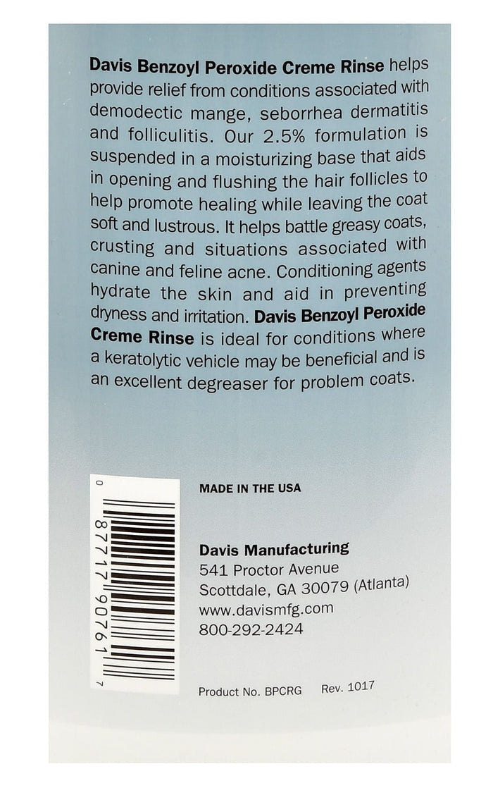 Davis Benzoyl Peroxide Creme Rinse - DAV1AX - Gallon - 6