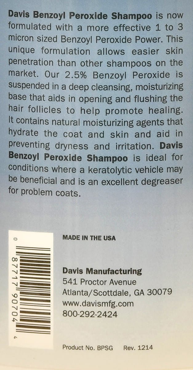 Davis Benzoyl Peroxide Pet Shampoo - DDB1 - Gallon - 6