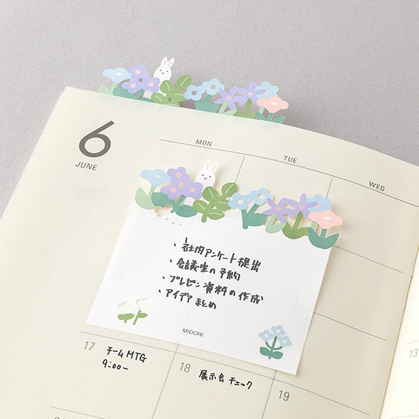 Die-Cut Sticky Note | Rabbit Flower Garden