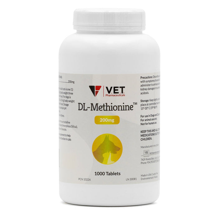 DL Methionine Tablets Urinary pH Support for Dogs & Cats - VB16 - 200mg - 1000ct - 1