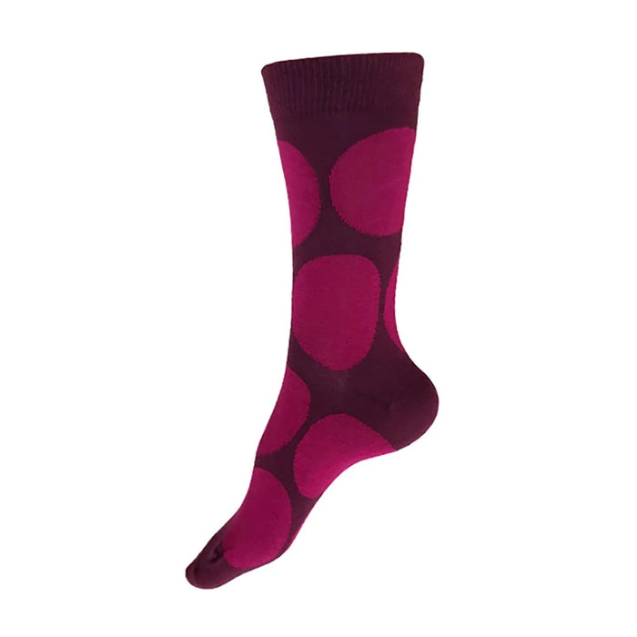 Dotty Socks | Burgandy + Magenta