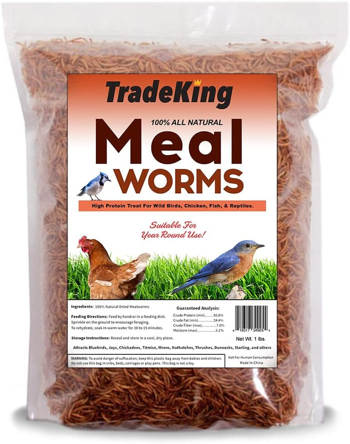 Dried Mealworms for Wild Birds, Chickens, Fish, & Reptiles - NC22 - 1 lbs - 1