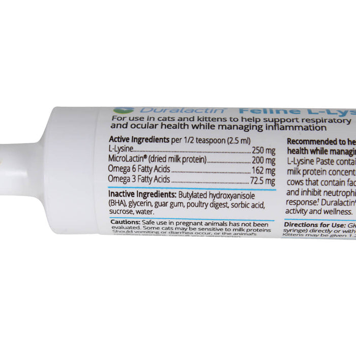 Duralactin Feline L - lysine, 32.5 ml Syringe - 015VPL02-32-5 - 32.5 ml syringe - 3