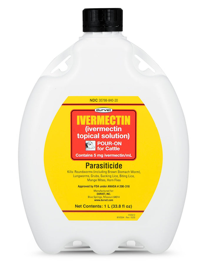 Durvet Ivermectin Pour - On Wormer - 7VV4 - 1 liter - 1