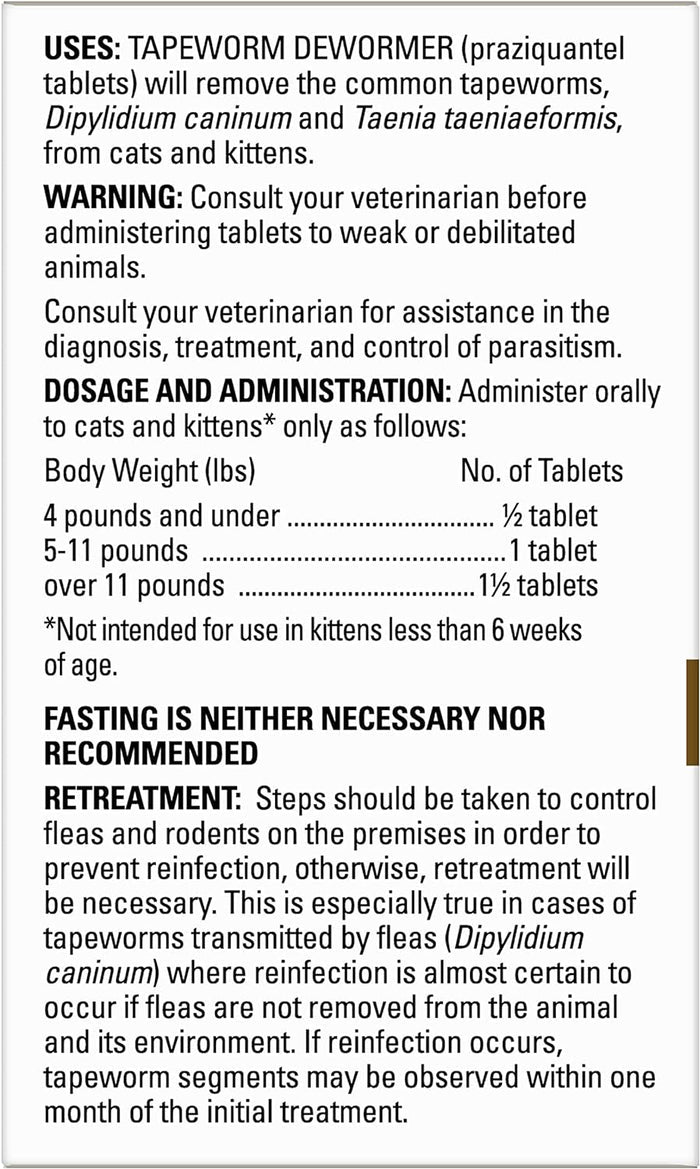 Elanco Tapeworm Cat Dewormer, 3 tablets - E8BC - 4