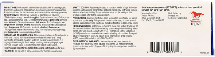 Equimax Horse Wormer Paste, Apple Flavored - N2E4 - Single Pack - 3