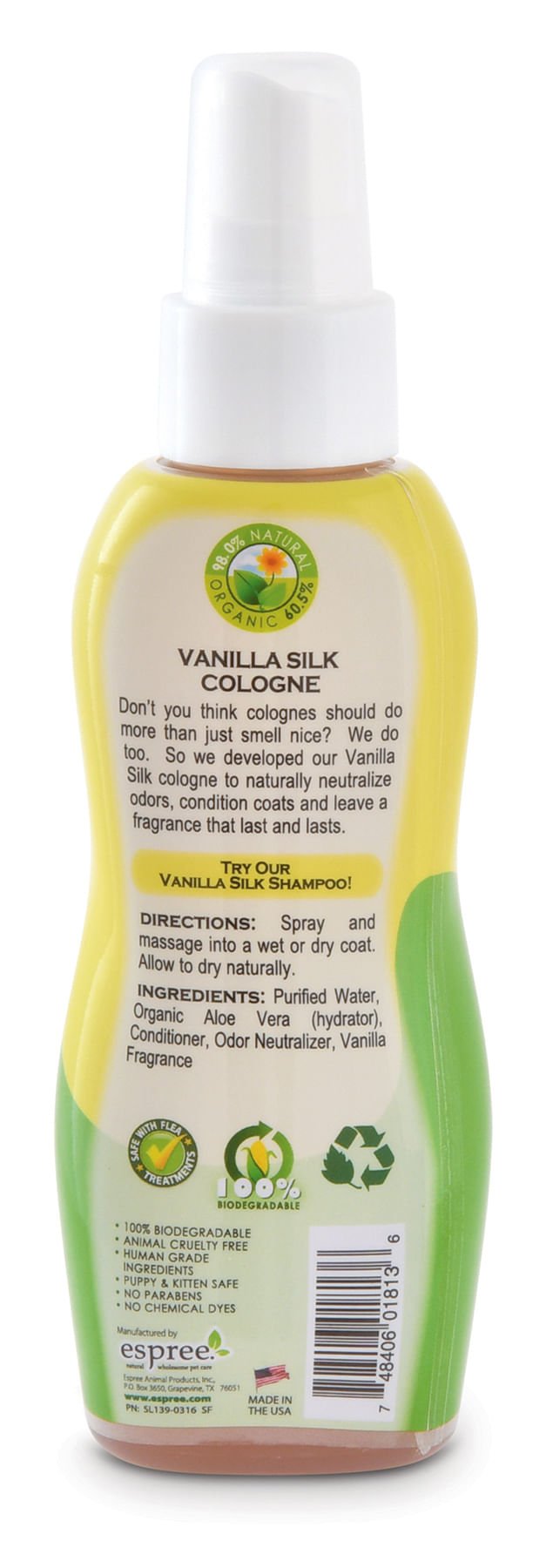 Espree Vanilla Silk Pet Cologne, 4 oz - ENBO - 2