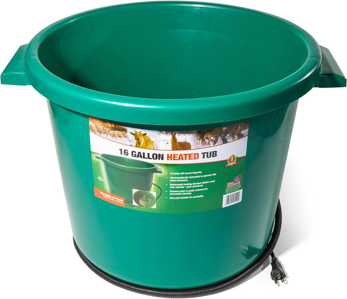Farm Innovators 16 Gallon Heated Tub Bucket, Green - 5FH1 - 1