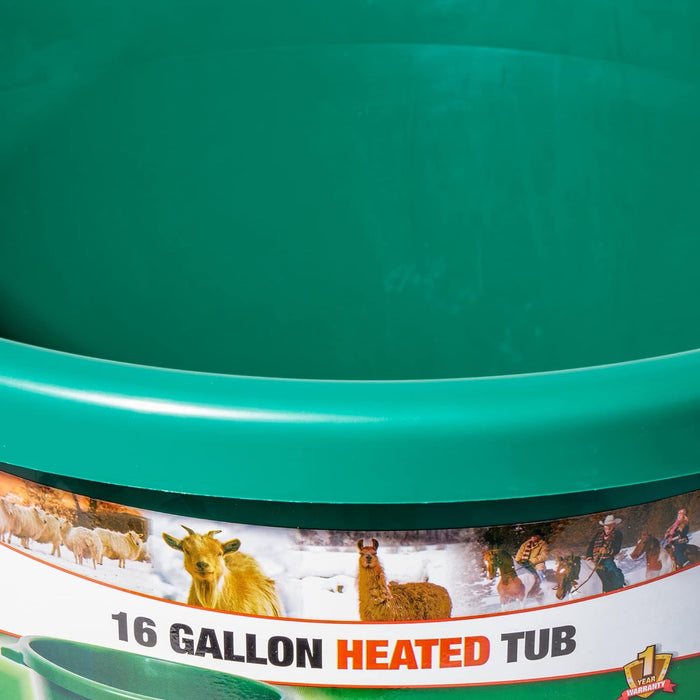 Farm Innovators 16 Gallon Heated Tub Bucket, Green - 5FH1 - 5