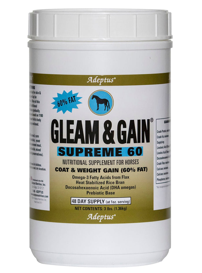 Gleam & Gain Supreme 60 Coat & Weight Gain Supplement for Horses - IYG3 - 3 lb Gleam & Gain® Supreme 60, (48 day supply) - 1