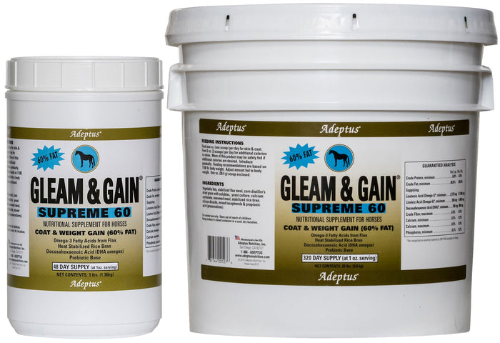 Gleam & Gain Supreme 60 Coat & Weight Gain Supplement for Horses - IYG3 - 3 lb Gleam & Gain® Supreme 60, (48 day supply) - 2