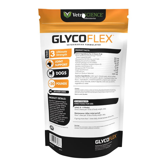 Glyco Flex 3 Joint Support for Small Dogs, 60 Bite - Sized Chews - 015VS-0900669-060 - 60ct - 2