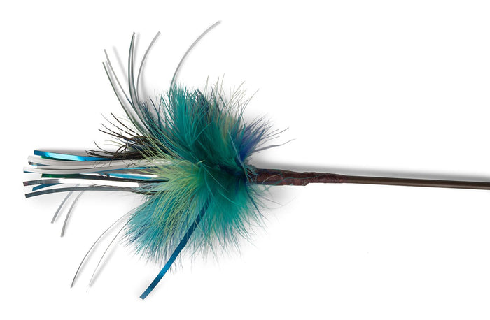 36" Long Peacock Sparkler Teaser Wand Cat Toy - GCFAH - 2