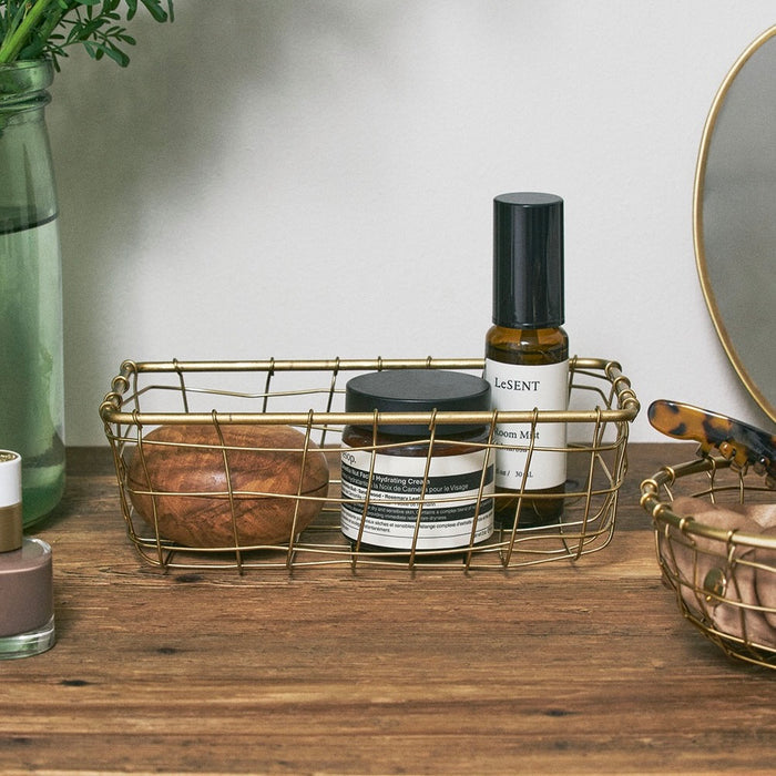 Gold Wire Basket Rectangle S