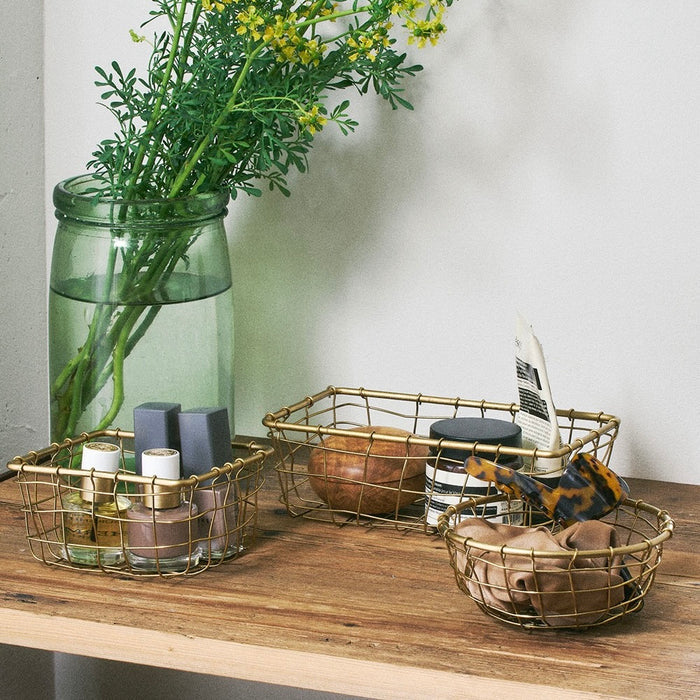Gold Wire Basket Square S