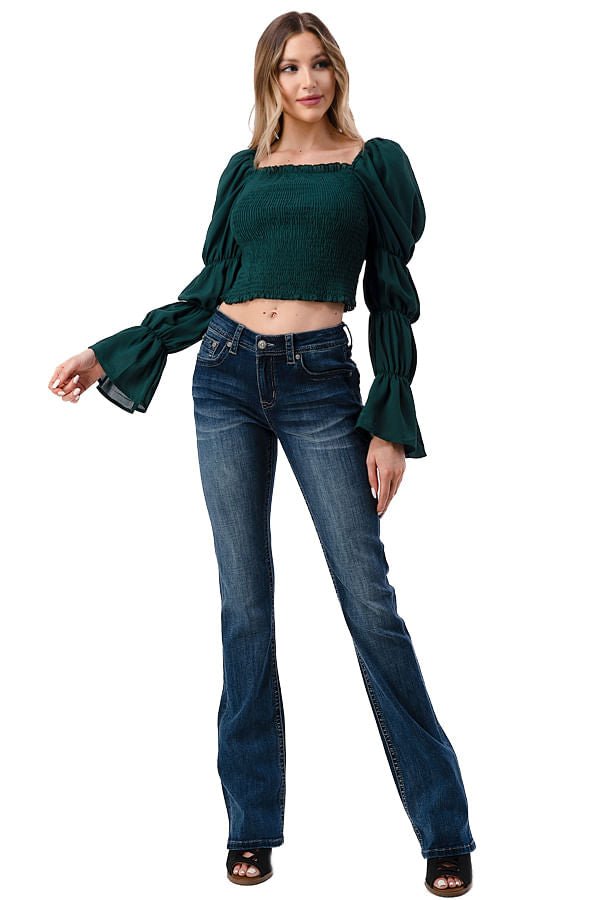 Grace in LA Women's Western 3D Aztec Mid Rise Bootcut Jeans - GLA3A - 25 - 1