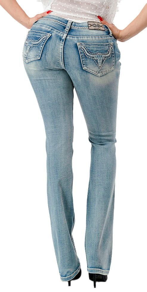 Grace in LA Women's Western 3D Steer Head Mid Rise Bootcut Jeans - GLA3P - 28 - 2