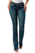 Grace in LA Women's Western Horse Embroidered Mid Rise Bootcut Jeans - GLA5E - 25 - 1