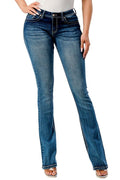 Grace in LA Women's Western Steer Head Print Mid Rise Bootcut Jeans - GLA14 - 28 - 1