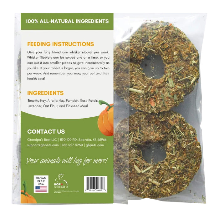 Grandpa's Best Whisker Nibblers Treats - 010BEST-WNPRP - Timothy Hay with Pumpkin and Rose Petals - 6