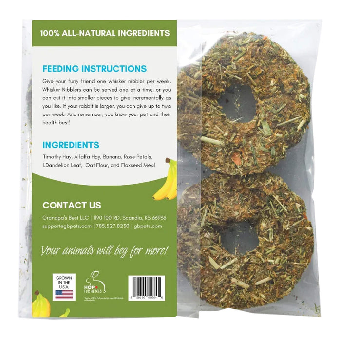 Grandpa's Best Whisker Nibblers Treats - 010BEST-WNBRP - Timothy Hay with Banana and Rose Petals - 8