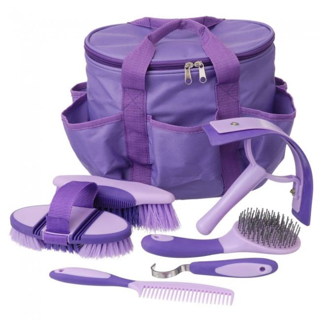 Great Grips 6 Piece Horse Grooming Kit with Bag - JTI2Z - Purple - 3