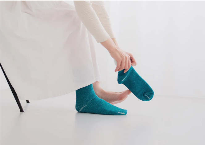 Hakne Cotton Wool Pile Socks | Malachite (2026 Seasonal Color)