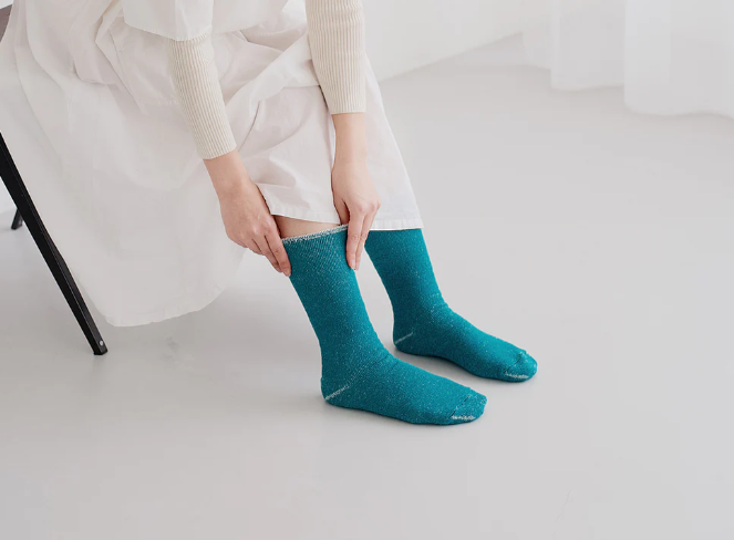 Hakne Cotton Wool Pile Socks | Malachite (2026 Seasonal Color)