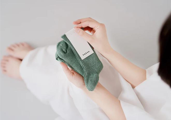 Hakne Linen Ribbed Socks | Malachite (2026 Seasonal Color)