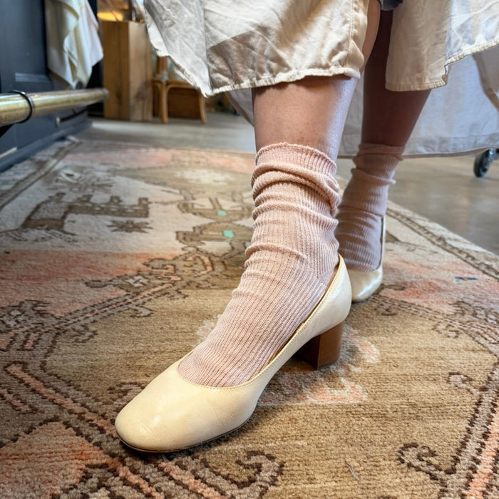 Hakne Linen Ribbed Socks | Pink 2025 Limited