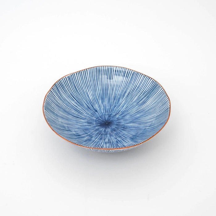 Handmade Indigo Tokusa Shallow Bowl