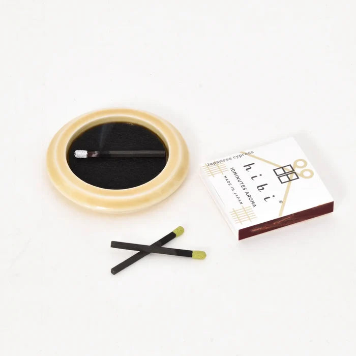 Hibi Match - Seto Incense Tray - Round | Yellow