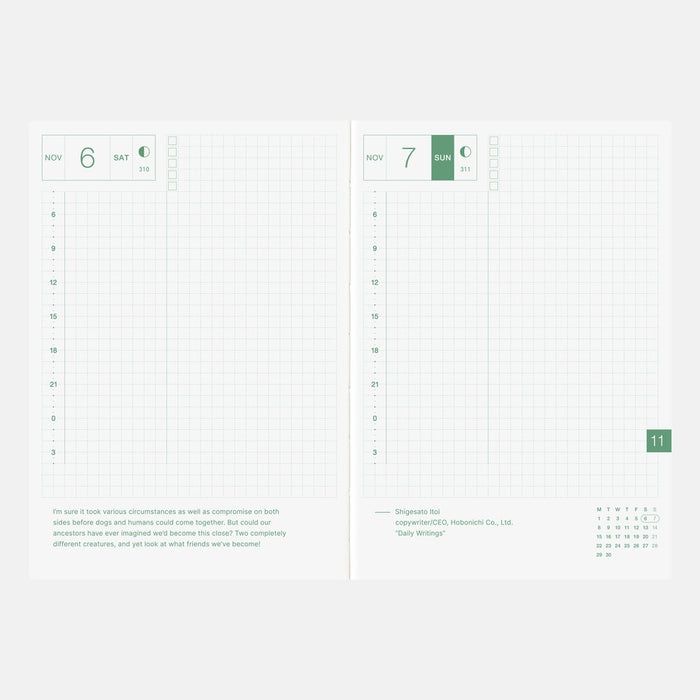HOBONICHI ORIGINAL BOOK | A6 | Daily, January Start/Mon Start (English)