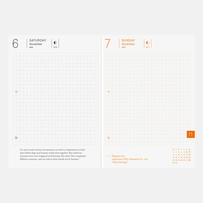 HOBONICHI PLANNER BOOK | A6 | Daily, January Start/Monday Start