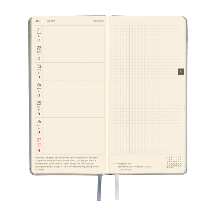 HOBONICHI TECHO 2027 | WEEKS | Leather: Noble Silver