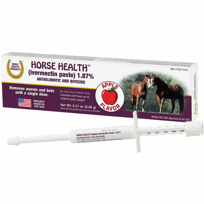 Horse Health 1.87% Invermectin Dewormer Paste for Horses - H3EQ - Single Pack - 1