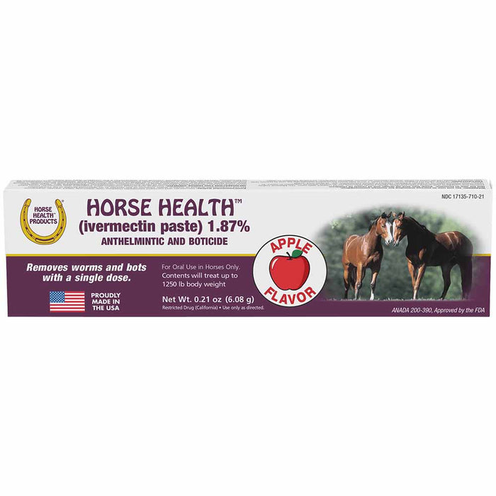 Horse Health 1.87% Invermectin Dewormer Paste for Horses - H3EQ - Single Pack - 4