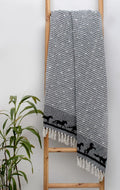 Horses Cotton Throw Blanket - AWIR5 - Black - 2