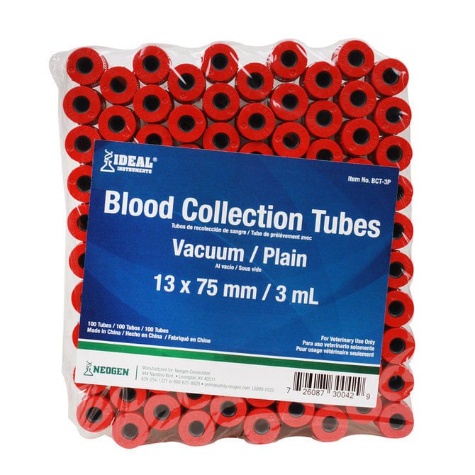 Ideal Blood Collection Vacuum Tubes, 100 ct - NE2T - Red - 3mL - 100 ct - 1